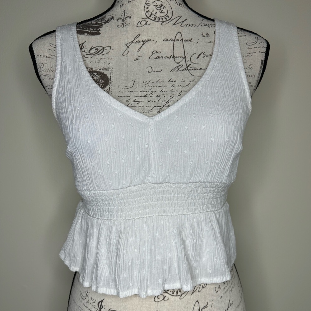 Hollister Cropped Peplum Textured Tank Top